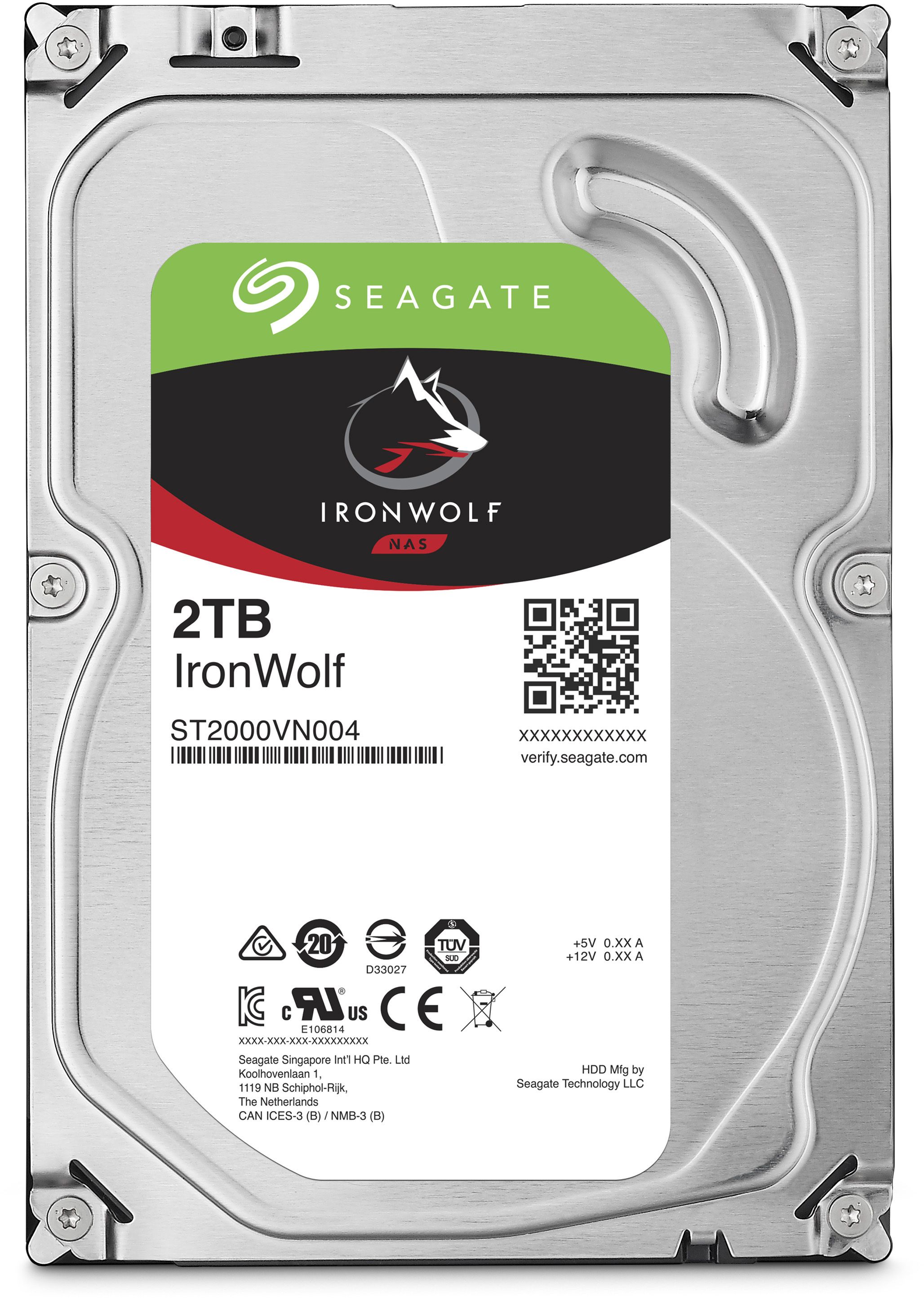 SEAGATE NAS HDD 2TB IronWolf 5900rpm 6Gb/s SATA 64MB cache 3.5inch 24x7 for NAS and RAID rackmount systemes BLK